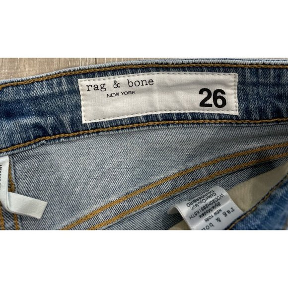 Rag & Bone JEAN Cate Mid-Rise Ankle Skinny Distressed Hem Medium Blue 26 NWT - Picture 5 of 13